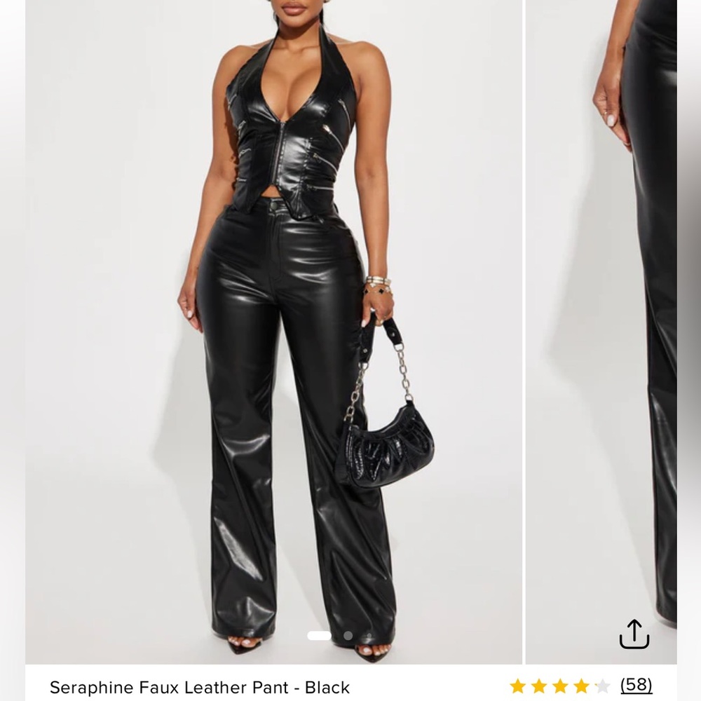 Seraphine Black Wide Leg Faux Leather
